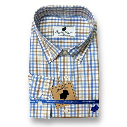 American Strutter® Youth Bamboo Series Button Down (Blue, White, and Brown)