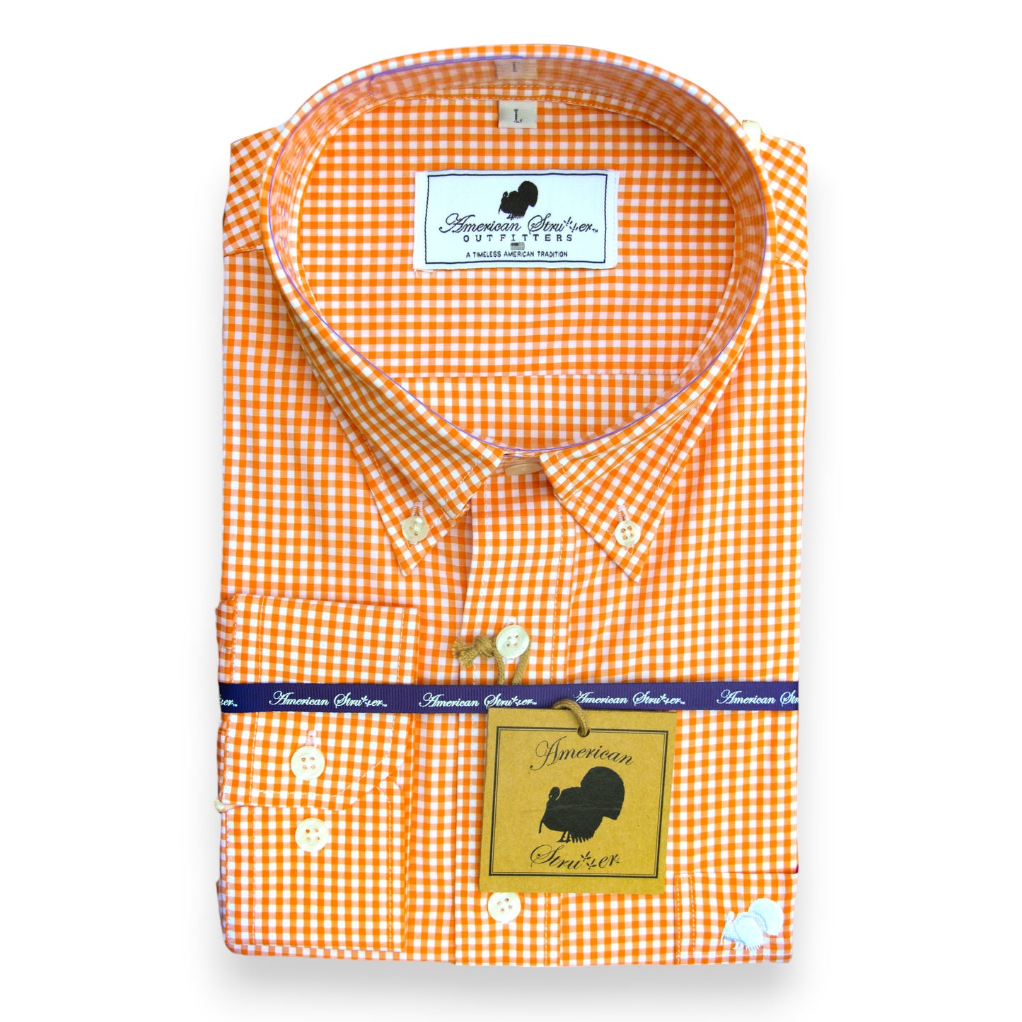 Gingham Button Down Shirt (Apricot Orange)